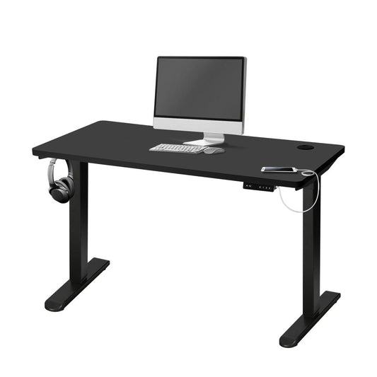 Oikiture Standing Desk Electric Height Adjustable Motorised Sit Stand Desk 140cm All Black