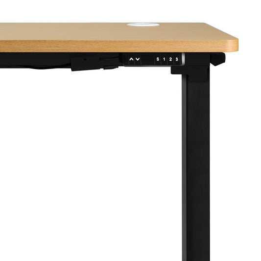 Oikiture Standing Desk Electric Height Adjustable Motorised Sit Stand Desk 150cm Black and Oak