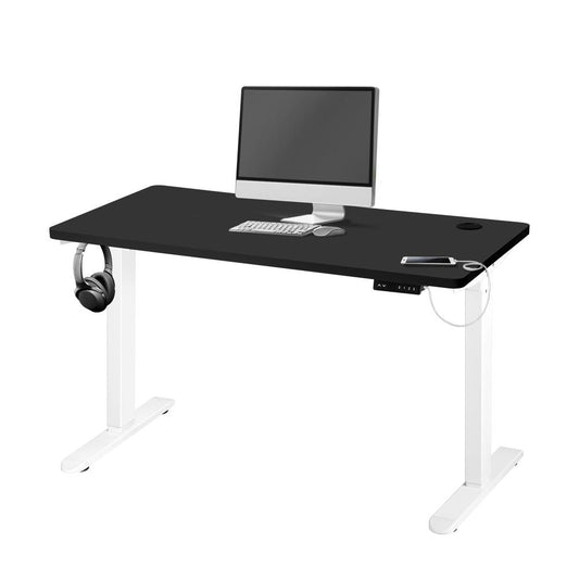 Oikiture Standing Desk Electric Height Adjustable Motorised Sit Stand Desk 120cm White and Black