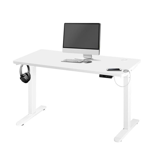 Oikiture Standing Desk Electric Height Adjustable Motorised Sit Stand Desk 120cm All White