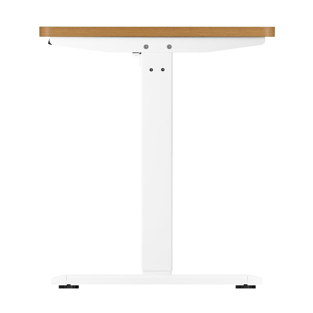 Oikiture Standing Desk Electric Height Adjustable Motorised Sit Stand Desk 140cm White and Oak