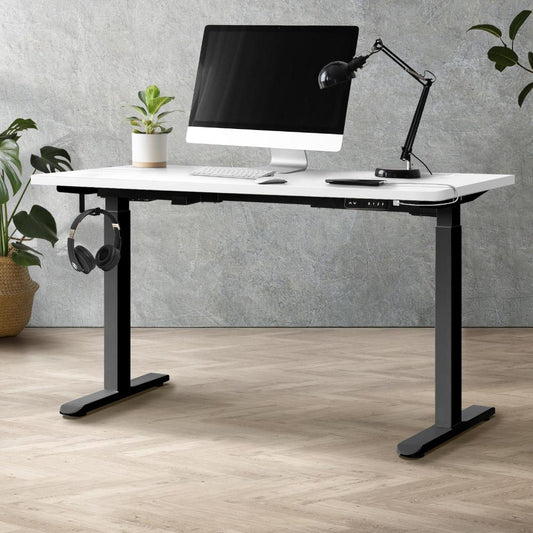 Oikiture Standing Desk Dual Motor Electric Height Adjustable Sit Stand Table 120cm Black and White