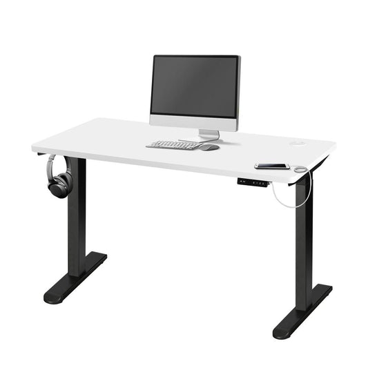 Oikiture Standing Desk Dual Motor Electric Height Adjustable Sit Stand Table 140cm Black and White