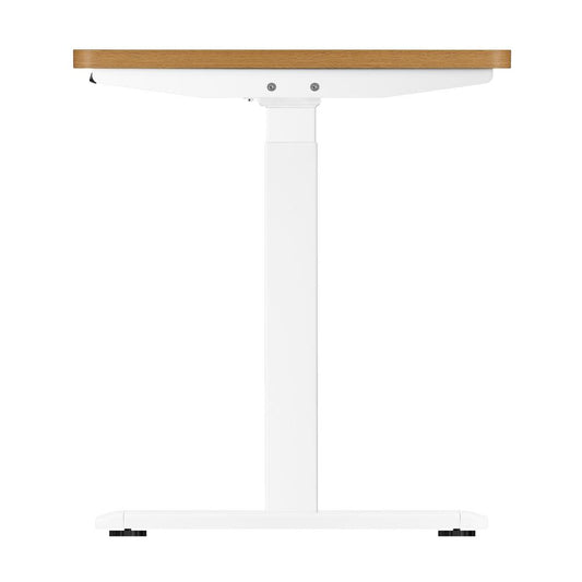 Oikiture Standing Desk Dual Motor Electric Height Adjustable Sit Stand Table 140cm White and Oak