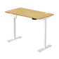 Oikiture Electric Standing Desk Single Motor Height Adjustable Sit Stand Table White and Oak 120cm