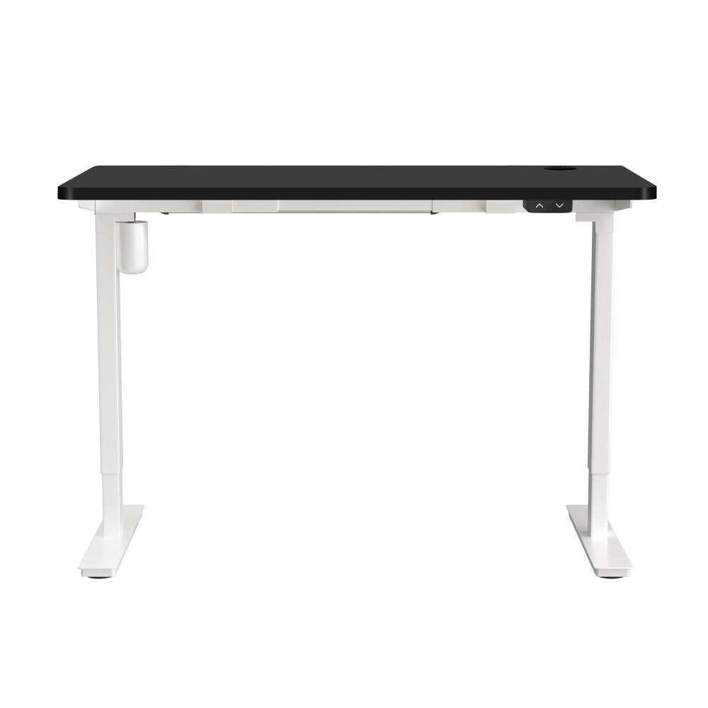 Oikiture Electric Standing Desk Single Motor Height Adjustable Sit Stand Table White and Black 140cm