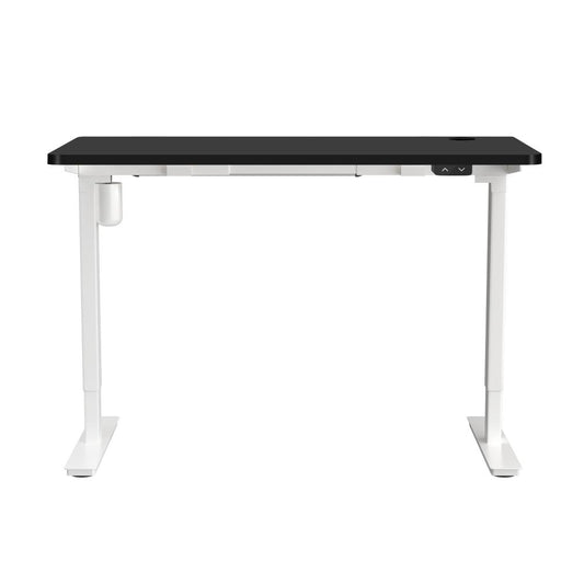 Oikiture Electric Standing Desk Single Motor Height Adjustable Sit Stand Table White and Black 140cm