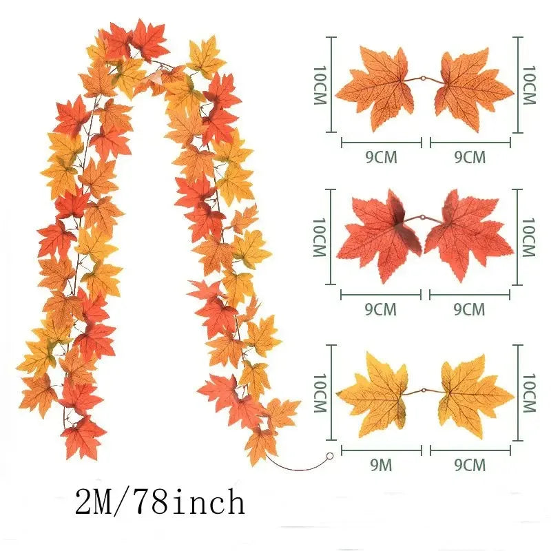 2M Artificial Fall Maple Leaf Garland