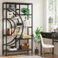 NNETMLT 8-Tier 71-Inch Industrial Geometric Bookcase with Metal Frame