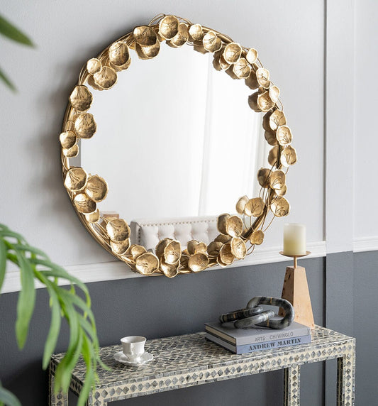 GOLD LEAF DESIGNER WALL MIRROR