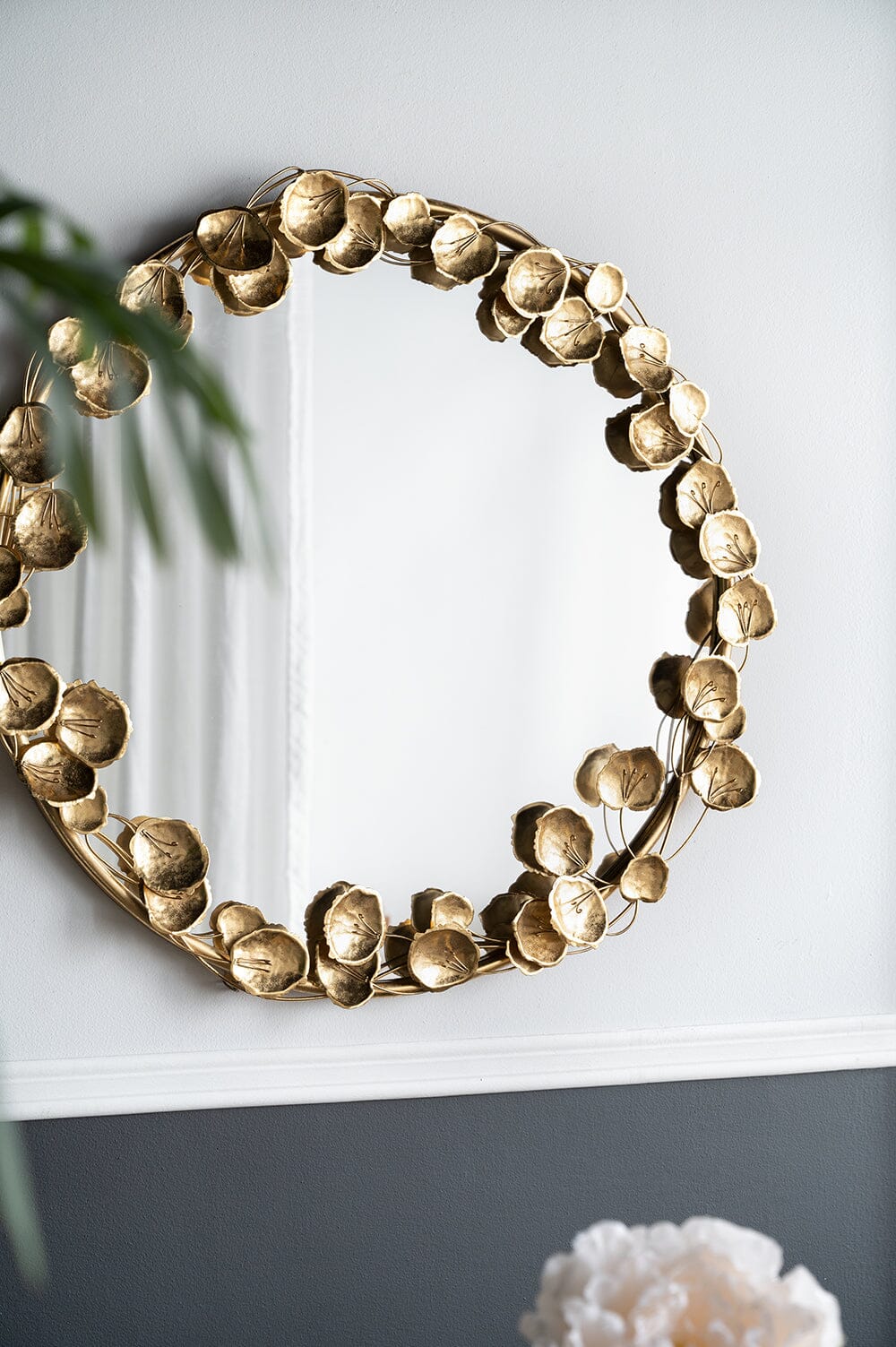 GOLD LEAF DESIGNER WALL MIRROR