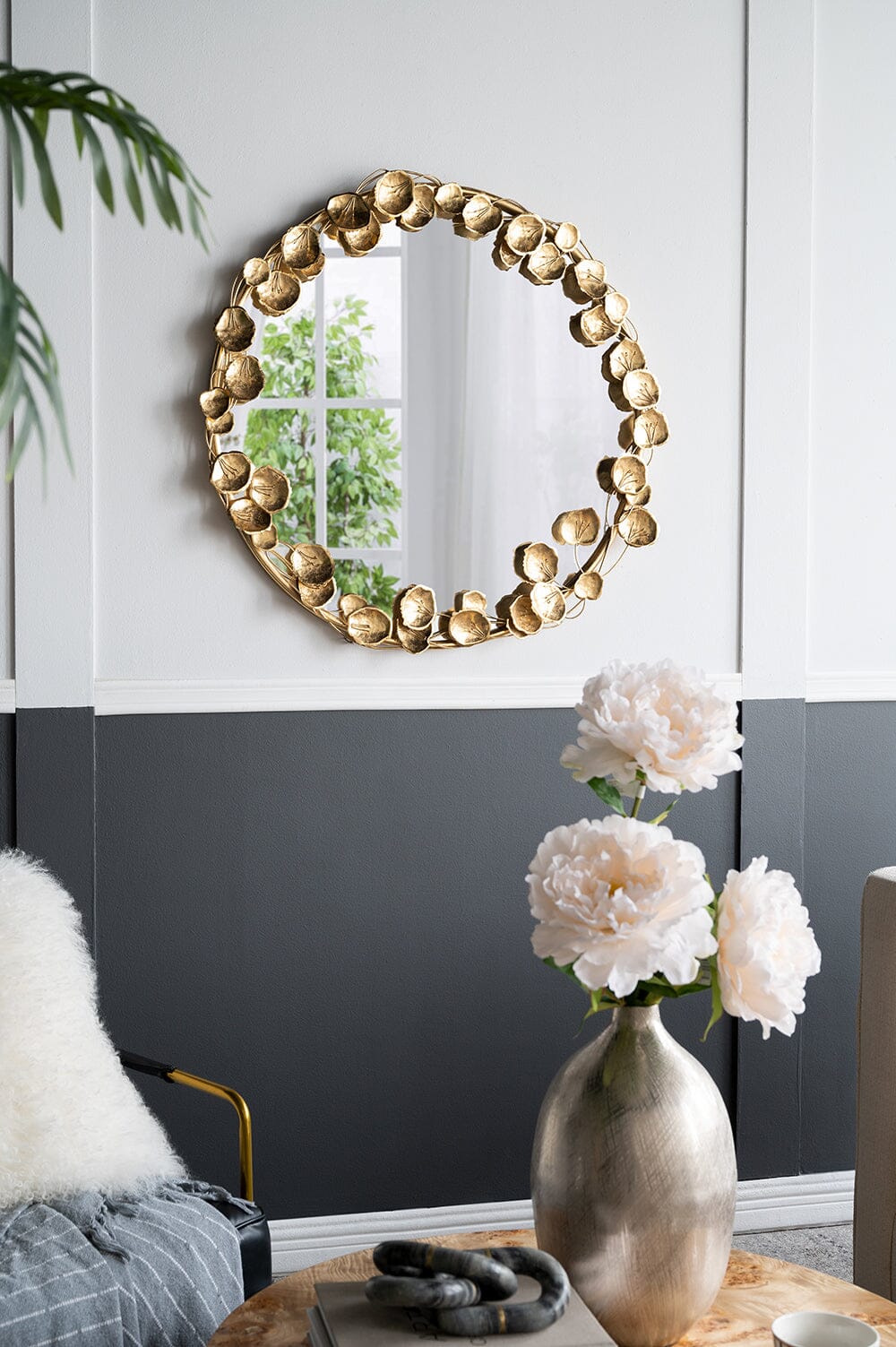 GOLD LEAF DESIGNER WALL MIRROR