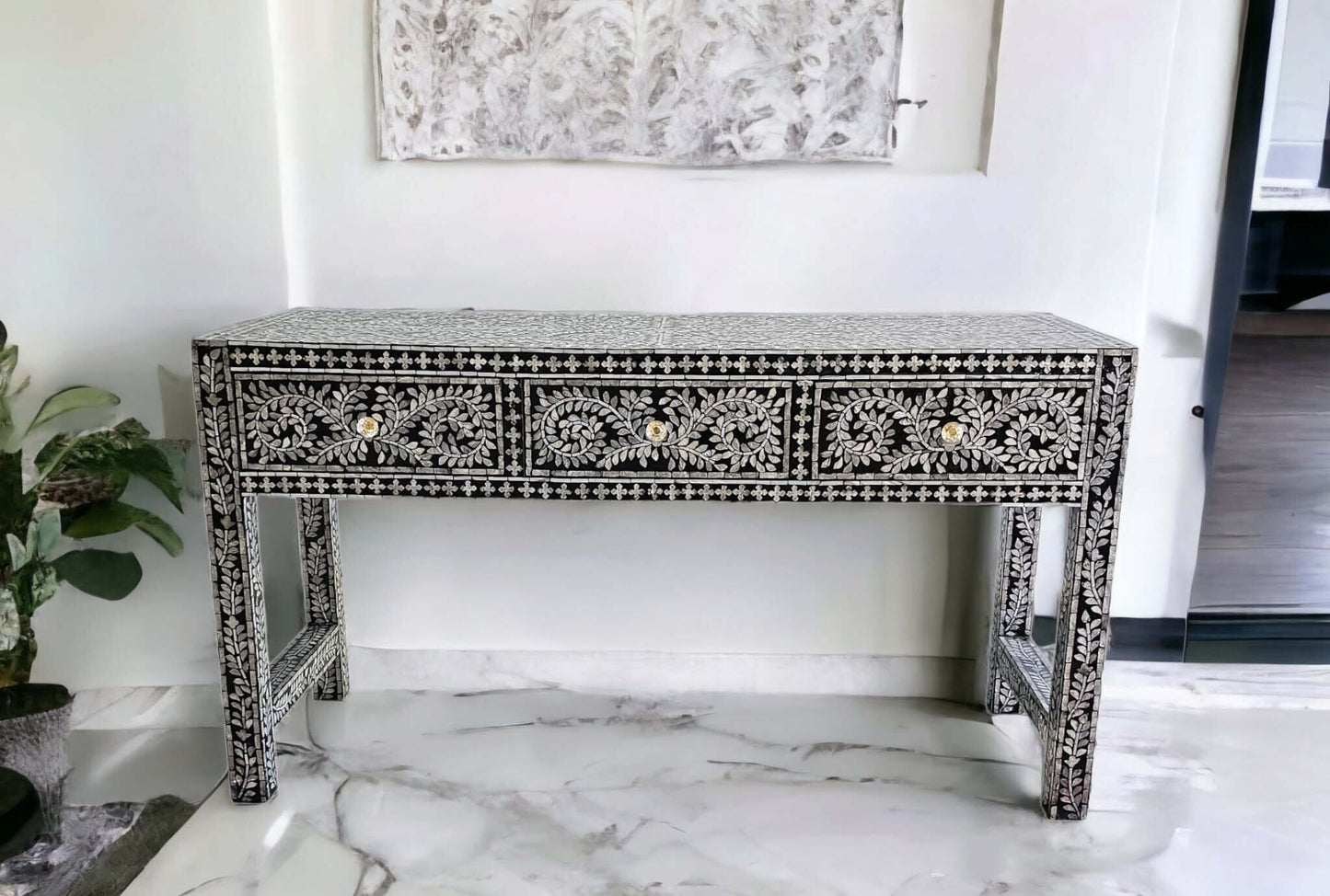 MOTHER OF PEARL OPULENT 3 DRAWER CONSOLE TABLE