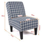 Cafe Lounge Couch Ramie Cotton Fabric Accent Dining Relax Chair Pub Seating Blue New