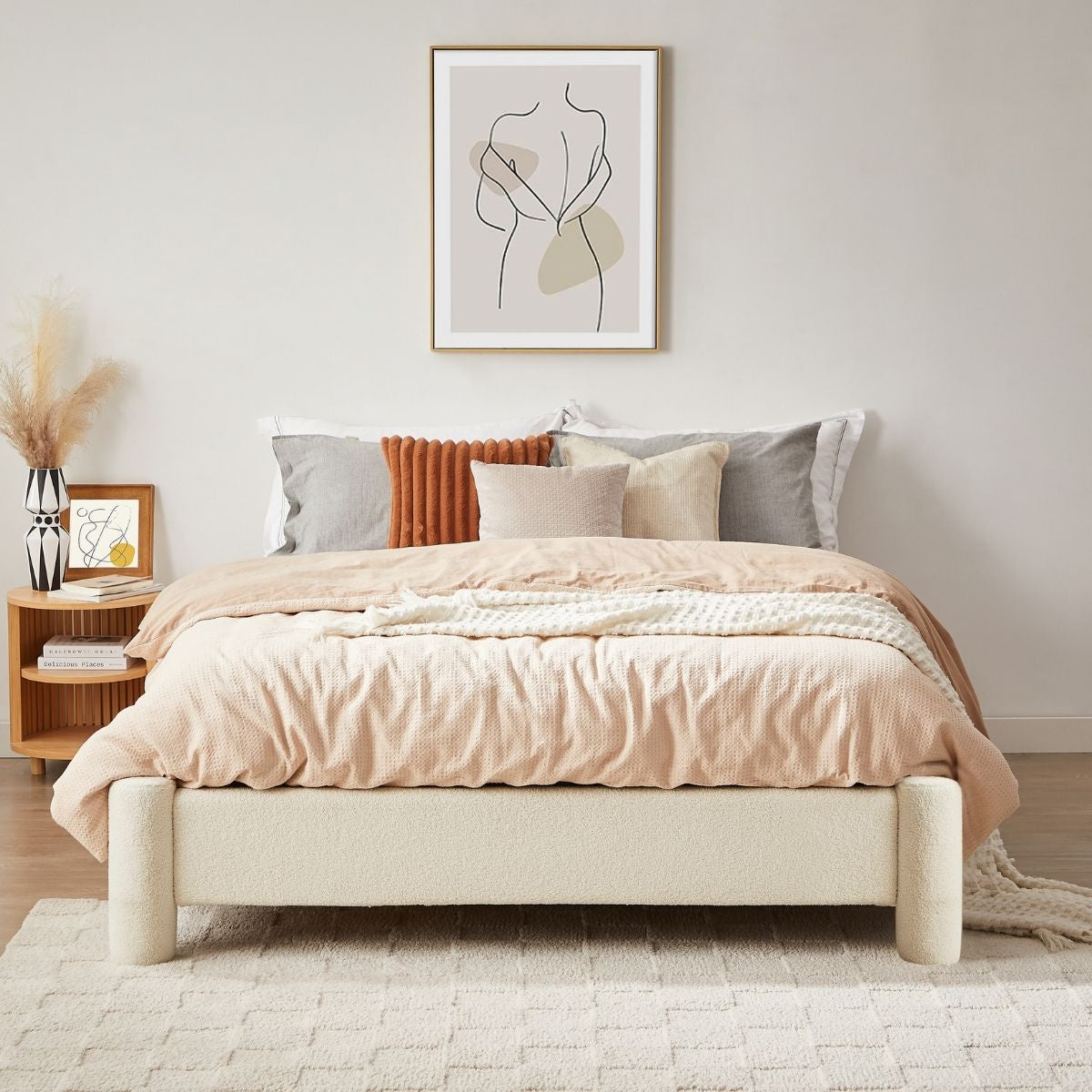 Zara Modern Boucle Fabric Bed Base - King