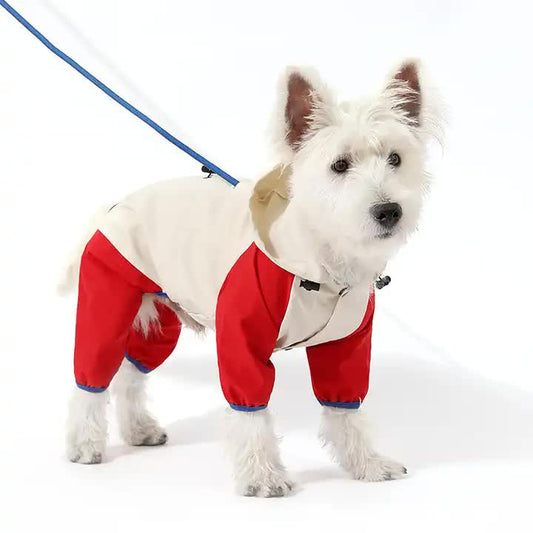 Waterproof Dog Raincoat with Hidden Leash Hole - Windproof and Comfortable for Outdoor Walks, Size:S (Back Length 20cm/7.87in, Bra 31cm/12.20in) White