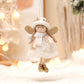 Winter Angel Ornament with Gold Glitter Wings and White Scarf - Christmas Tree Hanging Decoration 15*9 cm White colour (5 pieces)