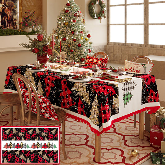 Christmas Tree Pattern Tablecloth - Festive Holiday Dining Table Cover  140*140cm