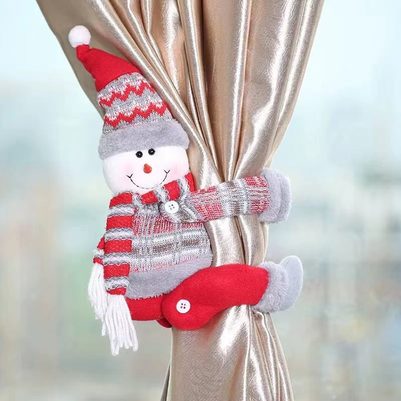 Snowman Curtain Tieback - Festive Plush Christmas Curtain Holder for Holiday Decor 22*44cm  2 PCS