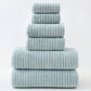 Luxury Cotton Striped Towel Set - 6 Piece Set (2 Hand Towels, 2 Bath Towels, 2 Washcloths), Ultra Soft and Absorbent  (Green)