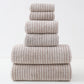 Luxury Cotton Striped Towel Set - 6 Piece Set (2 Hand Towels, 2 Bath Towels, 2 Washcloths), Ultra Soft and Absorbent  (Brown)