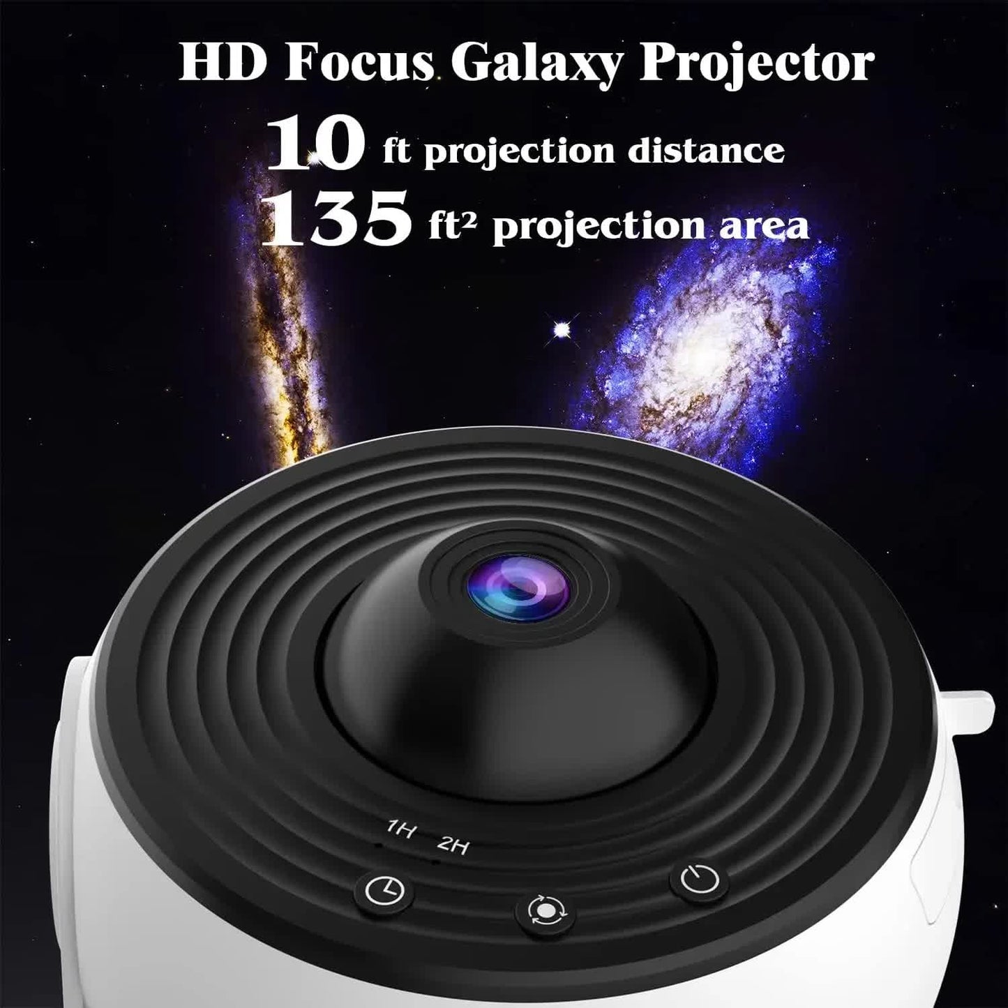 High-Definition Focusable Starry Galaxy Projector Lamp - Creative Bedroom Mood Light with 13 Film Slides (Black)