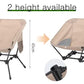 Beige Portable Lightweight Folding Beach Chair - Compact Fishing Chair with Square Legs for Outdoor Use