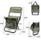 Green Portable 3-in-1 Folding Camping Chair with Storage Bag, Backrest, and Insulated Cooler for Outdoor Fishing, Hiking, and Picnics