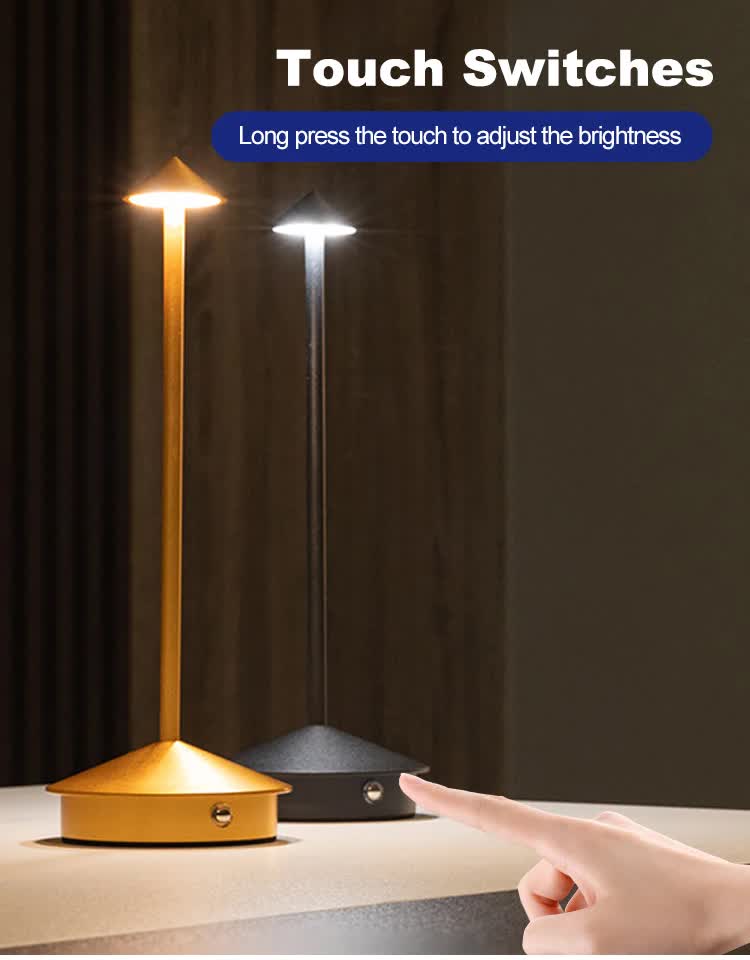 Black Modern Minimalist Aluminum LED Mushroom Night Light - Creative Bedside Atmosphere Lamp for Dining Room and Bedroom