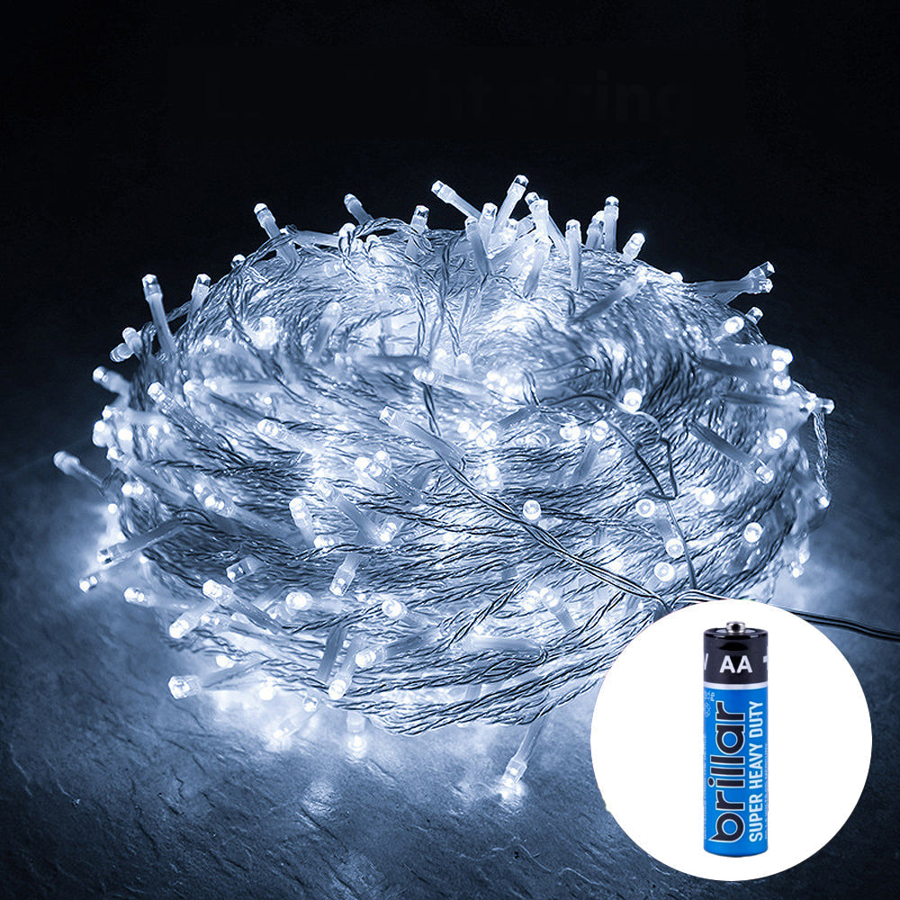 100 Battery Powered LED Fairy Lights 8 Function Memory Hold Christmas Decoration Cool White