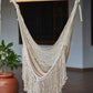 Fringed Cotton Rope Mexican Hammock Swing from Mexico in Ivory