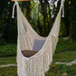 Fringed Cotton Rope Mexican Hammock Swing from Mexico in Ivory