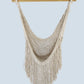 Fringed Cotton Rope Mexican Hammock Swing from Mexico in Ivory