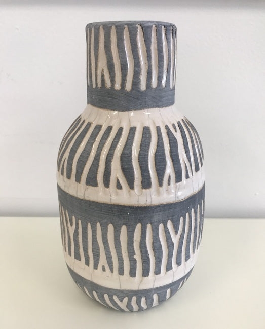 Cream & Grey Ceramic Vase