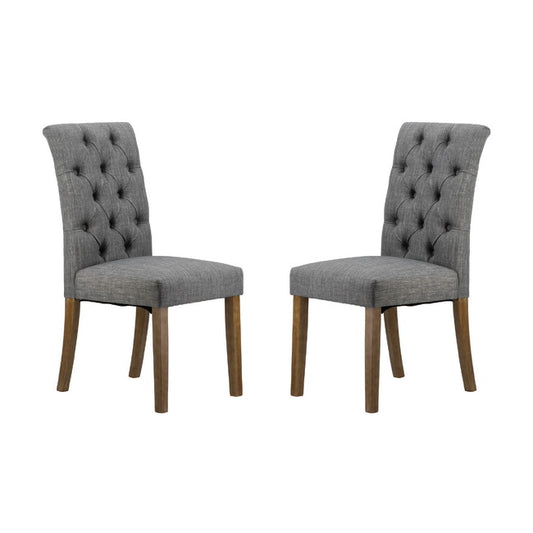 Grey Buttoned Back Armless Dining Chairs Set of 2