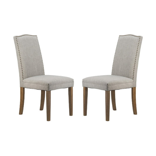 Studded Smoky Grey Armless Dining Chairs Set of 2