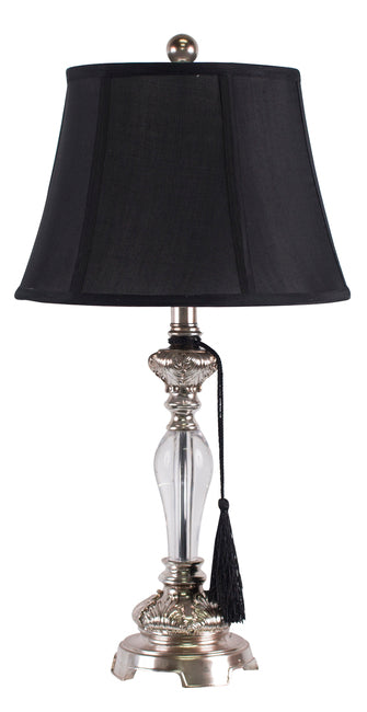 Felicienne Bedside Silver Lamp w/Black Shade 66cmh