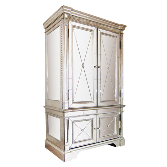 Mirrored Storage Cabinet Antique Ribbed