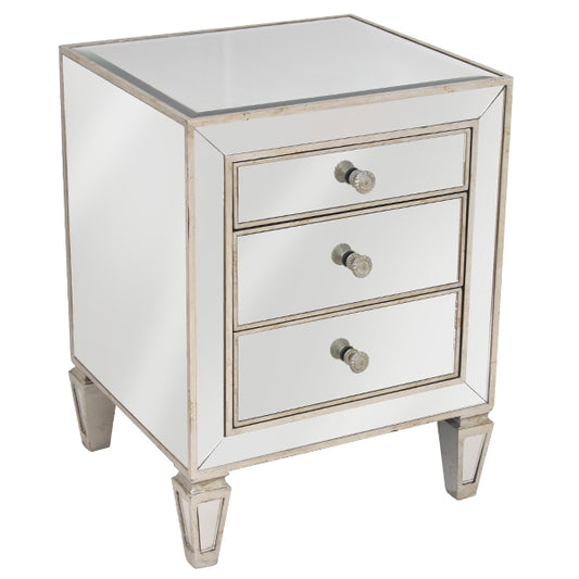 Mirrored 3 Drawer Bedside Antique Seamless