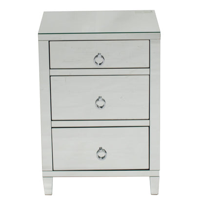 Glamour Mirrored 3 Drawer Bedside