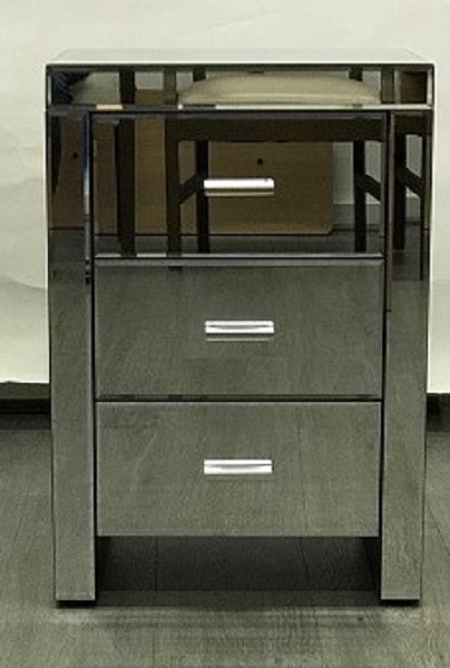Mirrored Modern Bedside with 3 drawers on runners