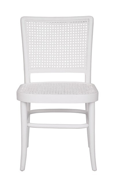 Palm Rattan Dining Chair White Matt Finish