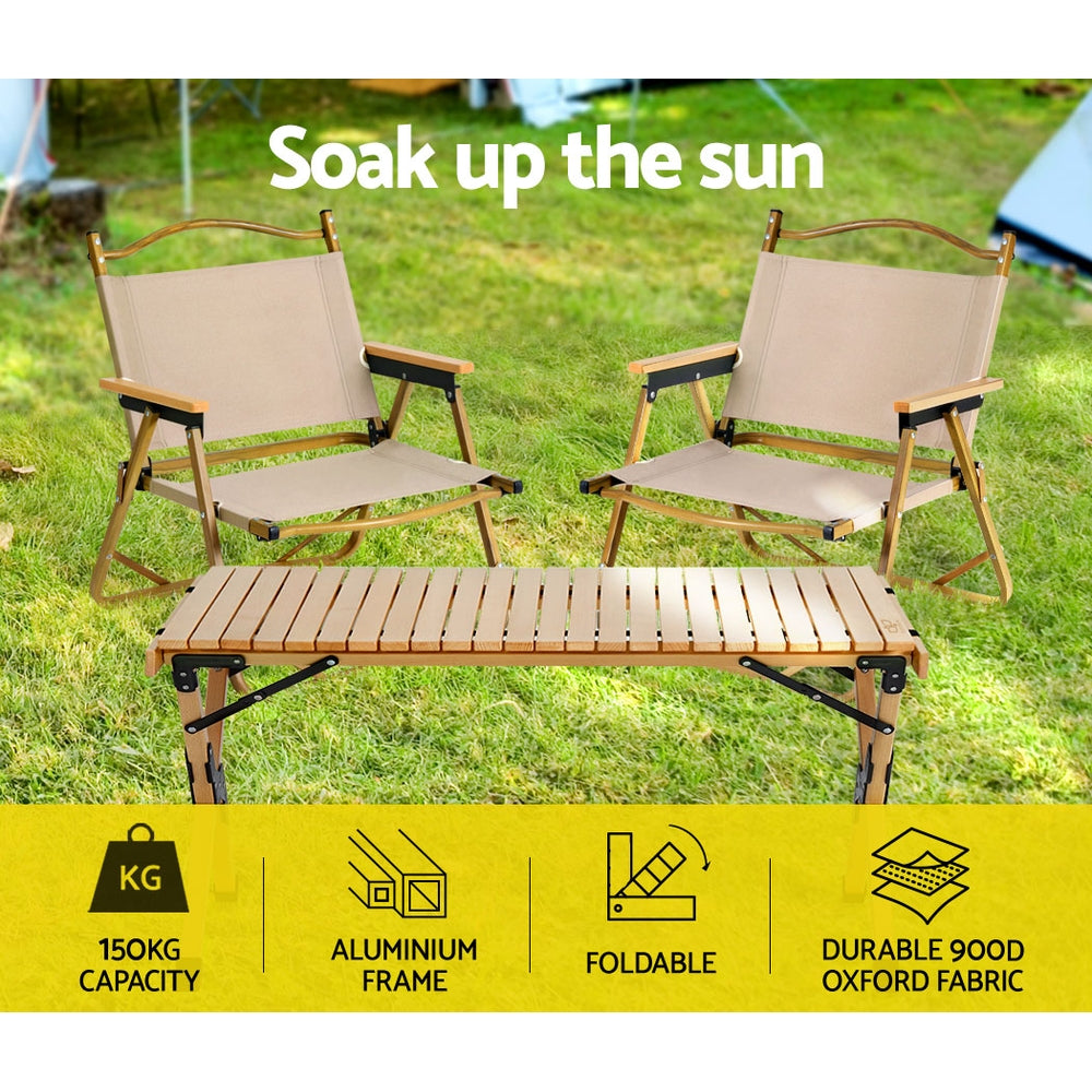 Gardeon 2PC Outdoor Camping Chairs Portable Folding Beach Chair Aluminium Furniture