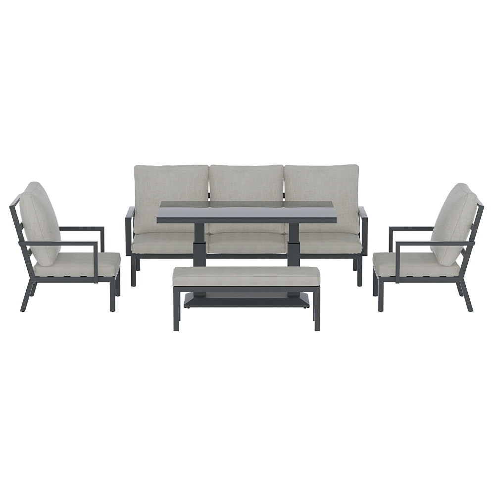 Gardeon 5-Piece Outdoor Furniture Setting Table Chair Set Aluminium Sofa 7-Seater