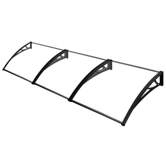 Instahut Window Door Awning Canopy 1mx3m Transparent Solid Sheet Plastic Frame