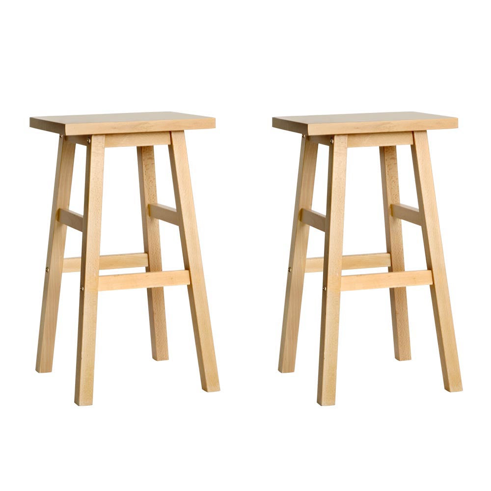 Artiss Bar Stools Kitchen Counter Stools Wooden Chairs Natural x2