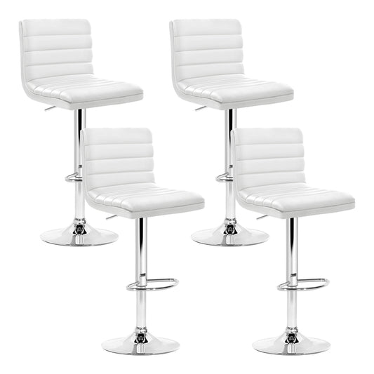 Artiss 4x Bar Stools Padded Leather Gas Lift White