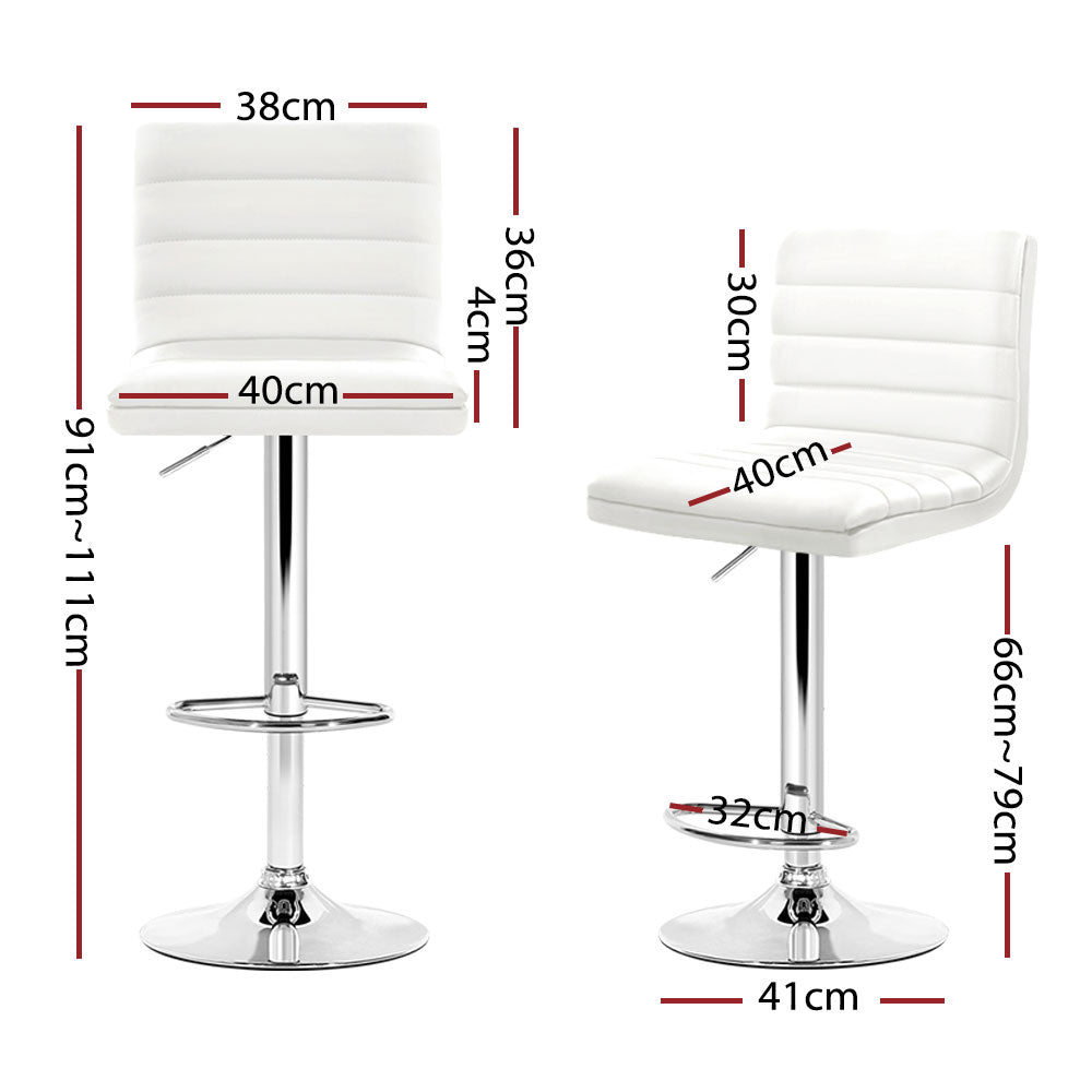 Artiss 4x Bar Stools Padded Leather Gas Lift White