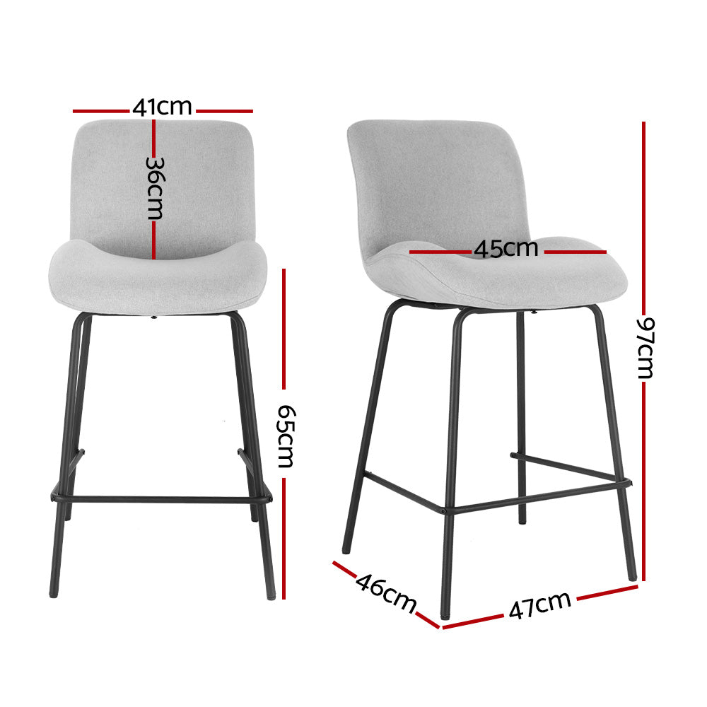 Artiss 2x Bar Stools Upholstered Seat Metal