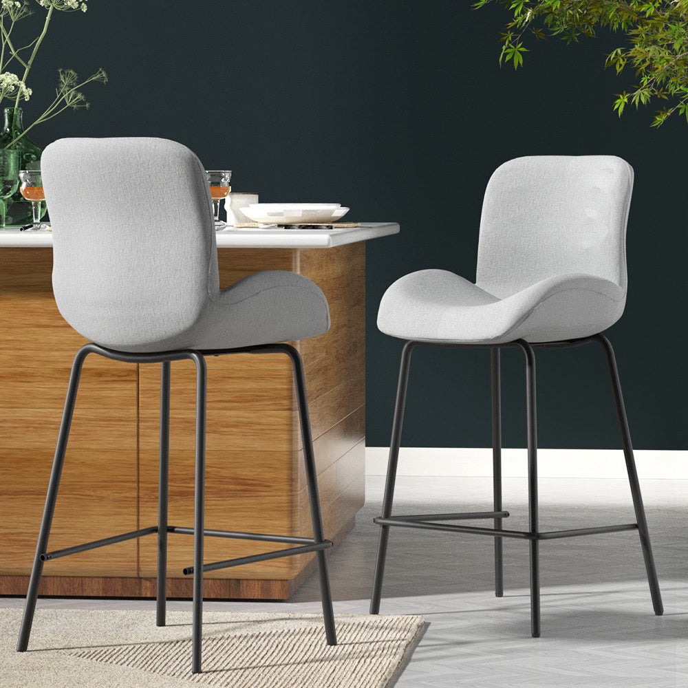 Artiss 2x Bar Stools Upholstered Seat Metal